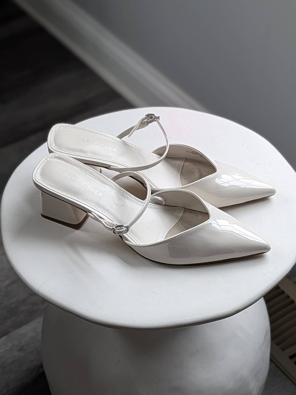 Marc Fisher Lakey White Patent Pumps